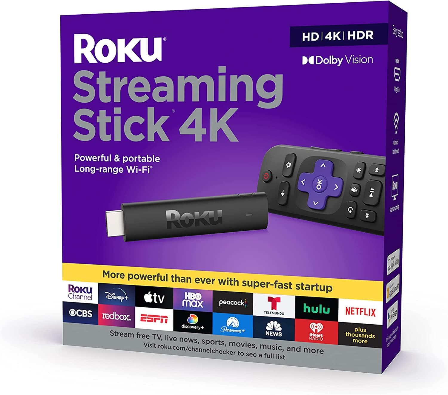 Roku Streaming Stick 4K 2021 Dolby Vision HDR Media Player (Open Box) eBay