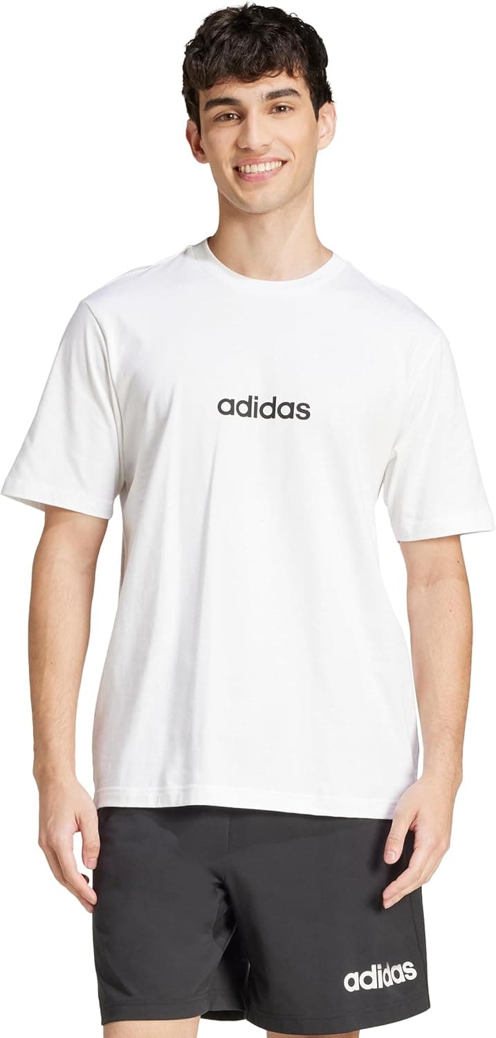Adidas Men's Essentials Linear Sportswear Sportswear T-Shirt, White/Black, XX-Large