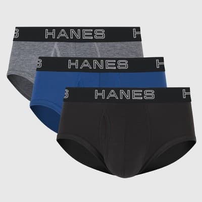Hanes Premium Men's 3pk Comfort Flex Fit Total Support Pouch Briefs - Gray/Blue/Black S: Recycled Polyester, Lyocell, Spandex, Tagless