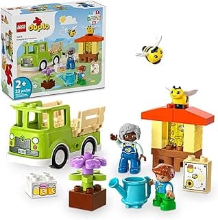 LEGO DUPLO Town Caring for Bees & Beehives Preschool Kids’ Learning Toy, 2 Figures and a Drivable Truck, STEM Toy, Build-and-Rebuild Educational Set for Toddlers Ages 2 Years Old and Up, 10419