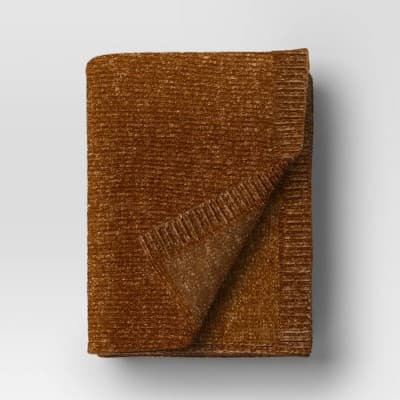 Shine Chenille Throw Blanket Brown - Project 62™: Midweight Reversible Couch Blanket, 50x60in, Machine Washable