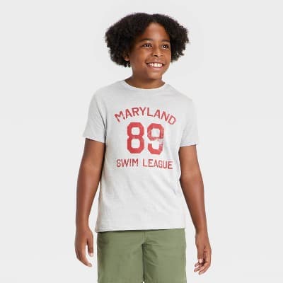 Boys' Short Sleeve Maryland Swim Graphic T-Shirt - Cat & Jack™ Heather Gray L