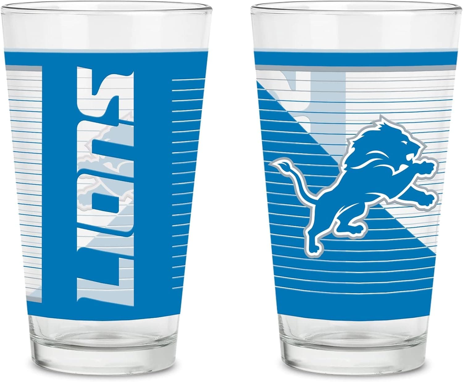 Classic NFL Detroit Lions Pint Glasses - 2-Pack Set