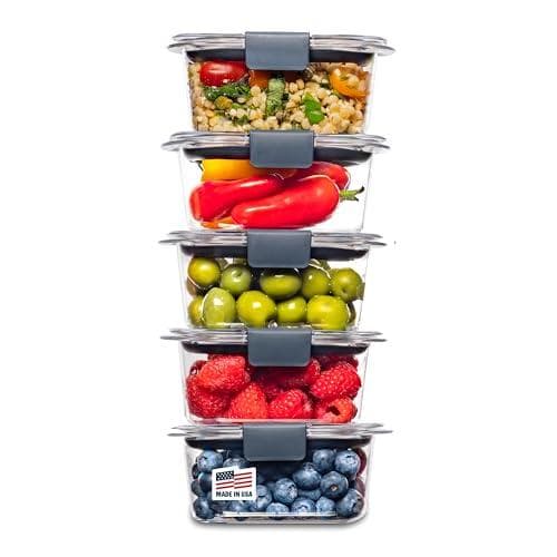 5-Pack Rubbermaid Brilliance 1.3-Cup Meal Prep Containers Amazon