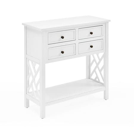 Alaterre Furniture Coventry 32 in. Wood Entryway or Console Table with Drawers and Shelf, Modern Open-Side Design, Versatile for Living Room, Entryway and Kitchen, White