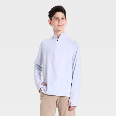 Boys' Soft Stretch 1/4 Zip Pullover - All In Motion™ Light Blue M