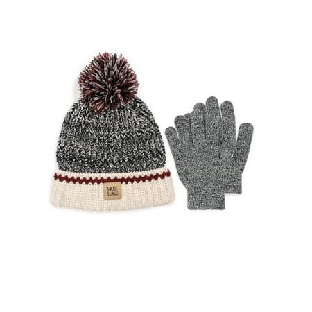 MUK LUKS Women's Marled Stitch Beanie & Magic Gloves, 2 Piece Set