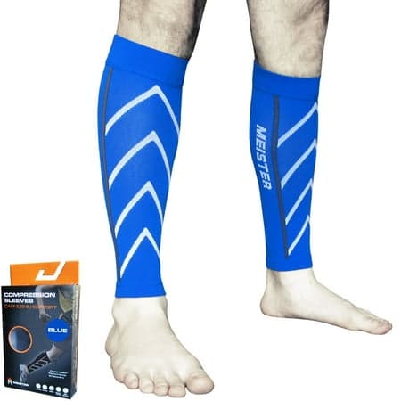 Meister Graduated 20-25mmHg Compression Leg Sleeves (Pair), Blue, Large