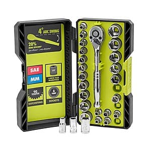 Ryobi 26-Piece Ratchet and Socket Set for $20 with Free Shipping