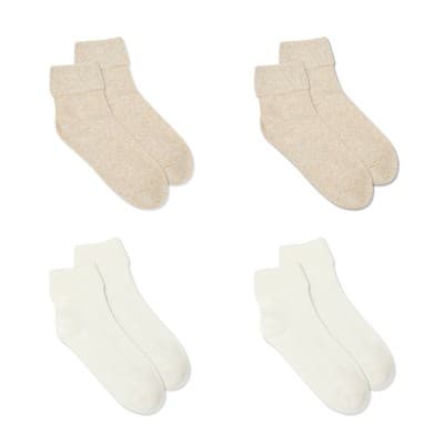Women's Fruit of the Loom Cotton Comfort 4pk Turn Cuff Ankle Socks - Neutral 4-10: Recycled Cotton, Midweight Fabric