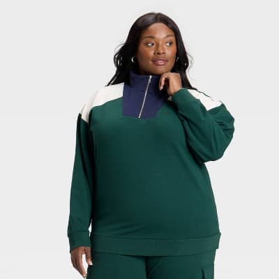 Women's French Terry Pullover Sweatshirt - Ava & Viv™ Green 3X