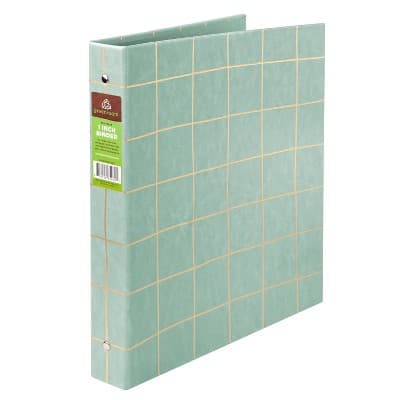 greenroom 1" Ring Binder PU Leather Gold Windowpane Plaid