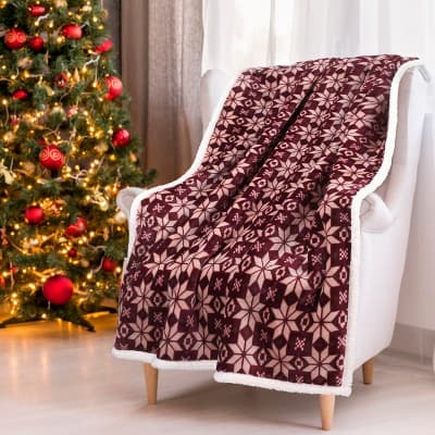 Catalonia Fleece Throw Blanket Couch, Super Soft Fuzzy Cozy Fluffy Couch Plush Throw, Holiday Throw, Comfort Gift for Woman Kids (Snow Print)