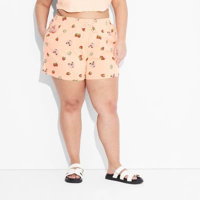 Women's Strawberry Graphic Lounge Shorts - Orange 1X