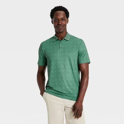 Men's Short Sleeve Textured Polo Shirt - All In Motion™ Pine Green L