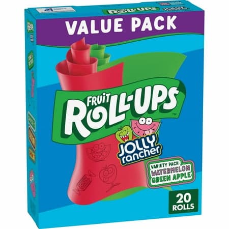 Fruit Roll-Ups Fruit Flavored Snacks, Jolly Rancher, Variety Pack, 20 ct