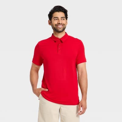 Men's Linear Mesh Polo Shirt - All In Motion™ Garnet Red XS