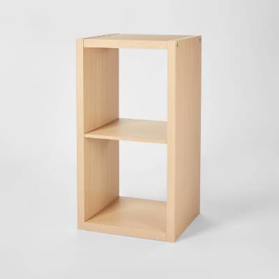 13'' 2 Cube Organizer Natural - Brightroom™: Multicolor MDF Bookshelf with Storage Shelves & Anti-Tip Hardware