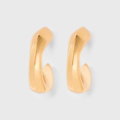 Puffy Pressed Hoop Earrings - Universal Thread™ Gold: Recycled Iron, 1.25" Diameter