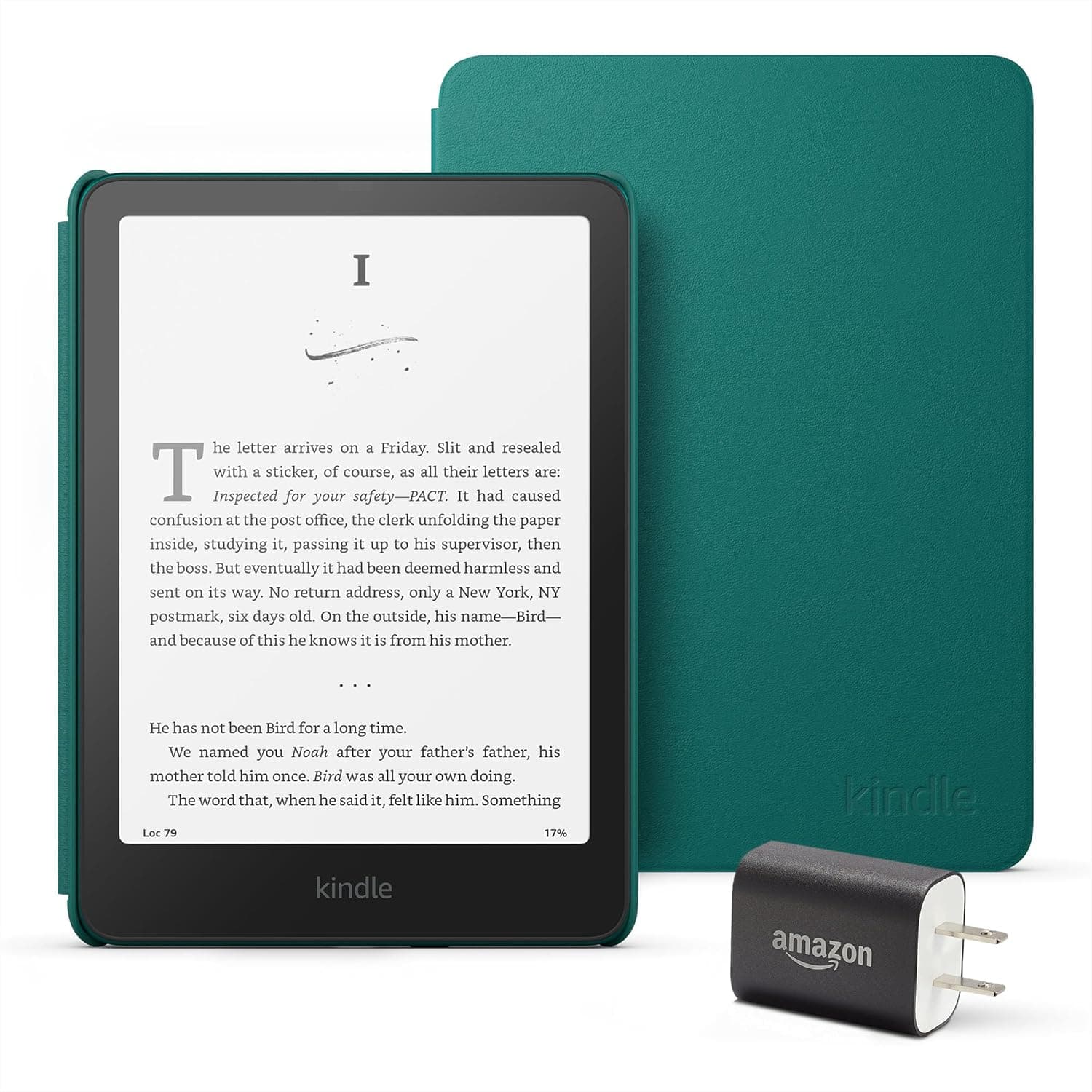 Amazon Kindle Paperwhite Bundle: Includes, Amazon Kindle Paperwhite 16GB | Jade, Plant-Based Leather Cover | Jade, & Power Adapter