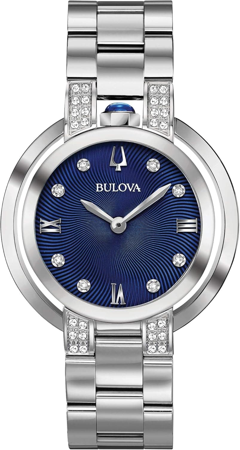 Bulova Ladies' Rubaiyat Diamond Watch - Stainless Steel, Blue Dial