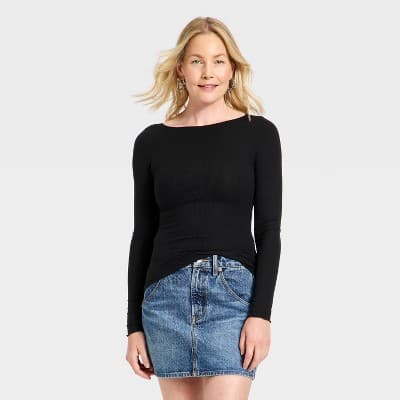 Women's Long Sleeve Blouse - Universal Thread™ Black XS