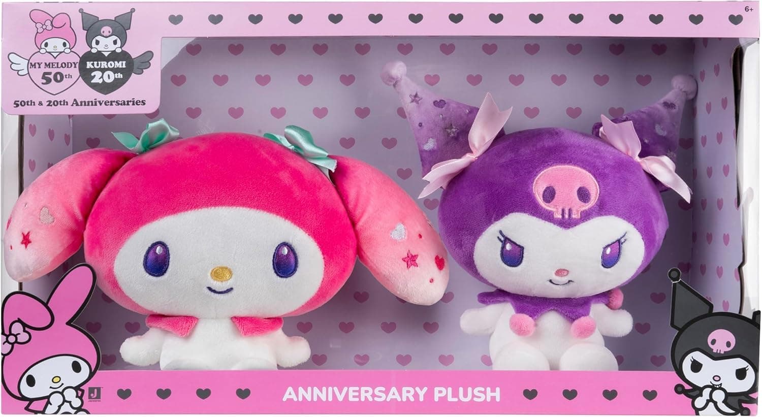 My Melody™ 50th & Kuromi™ 20th Anniversaries 8-Inch Plush 2-Pack - Officially Licensed Sanrio Product by Jazwares - Ages 6+