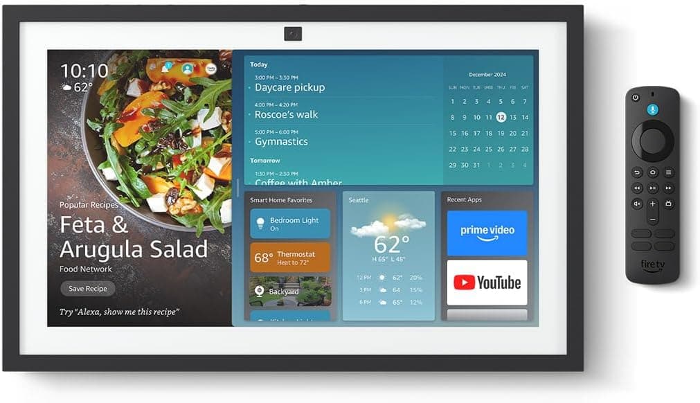 Like-New Amazon Echo Show 15 (newest model), Full HD 15.6" kitchen hub for home organization, with built-in Fire TV, Designed for Alexa+