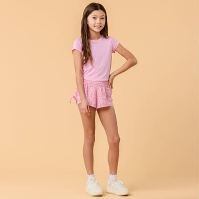 Blogilates Girls' Mommy & Me Bow Back T-Shirt - Light Pink XL