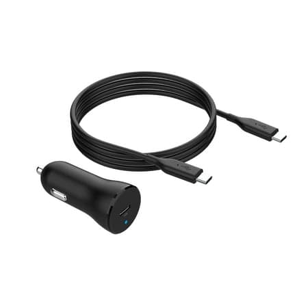 Auto Drive Car Kit PD 18W Car Charger with 3' C to C Charging Cable for USB-C Devices, Black