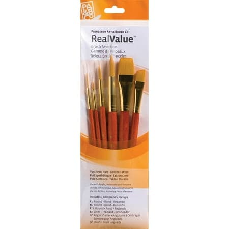 Princeton Brush Real Value 6-Brush Golden Taklon Brush Set