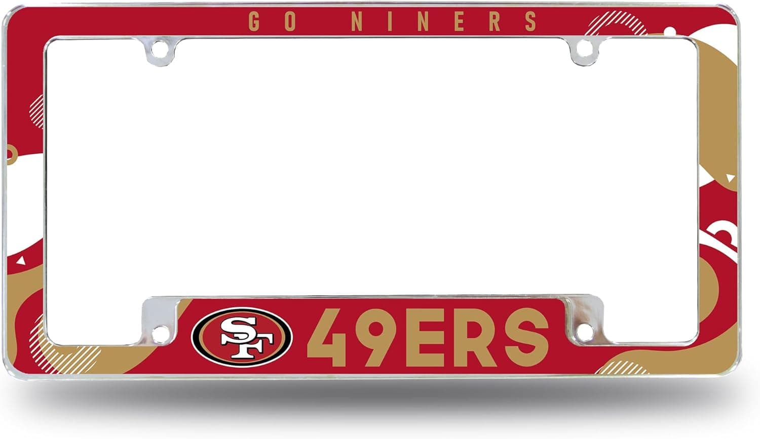 Rico Industries NFL Football San Francisco 49ers Wave 12" x 6" Chrome All Over Automotive License Plate Frame for Car/Truck/SUV