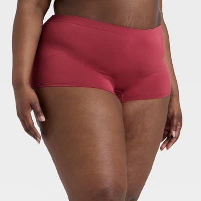 Women's Seamless Boy Shorts Underwear - Auden™ Burgundy XXL