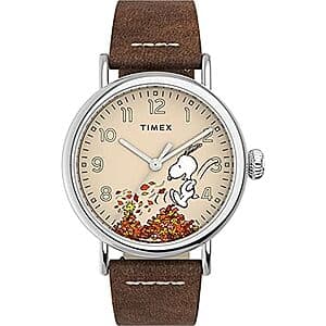 Timex x Peanuts Unisex Waterbury Watch with Tan Leather Strap
