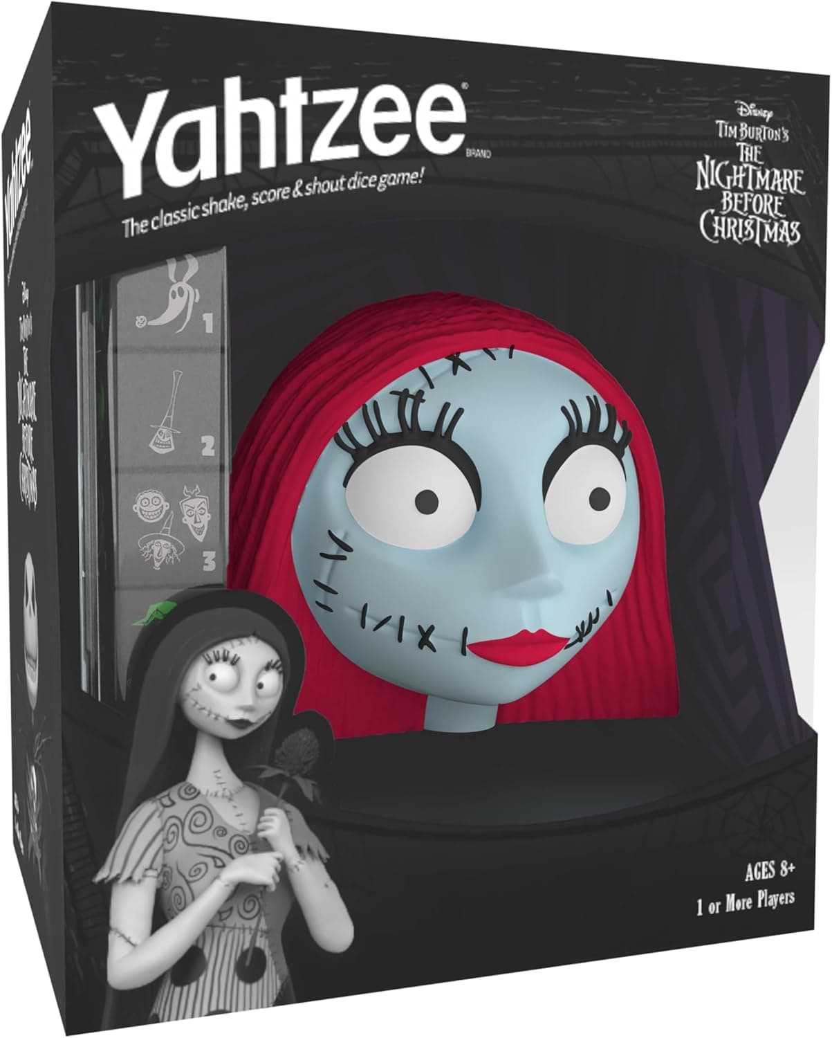 YAHTZEE: The Nightmare Before Christmas - Sally, Collectible Sally Dice Cup, Classic Dice Rolling Game Based on The Halloween Disney Classic, Great for Game Nights, Officially Licensed Merchandise