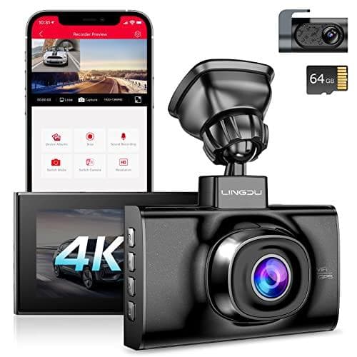 LINGDU LD02 Lite 4K Dash Cam with 64GB SD Card