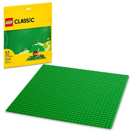 LEGO Classic Green Baseplate, Creative Toy for Back to School, Square 32x32 Stud Foundation to Build and Display Brick Creations, Great for Grassy Nature Landscapes and Back to School Supplies, 11023