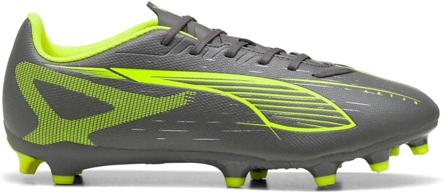 Puma, Men's, Ultra 5 Play Firm, Artificial Ground Soccer Cleats, Matte Aged Silver-Yellow Alert-Puma Aged Silver, 9.5
