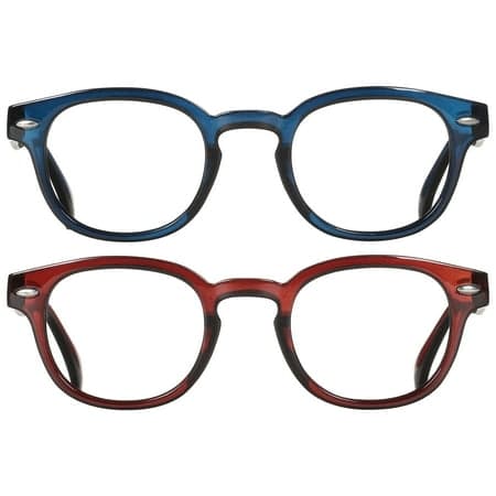 Bklyn, Harman +1.50, Adult ,Unisex, Plastic Reading Glasses & Pouches Value Pack , 2 Ea