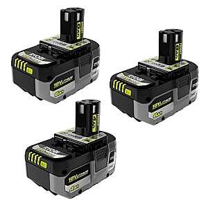 Powerful Ryobi 18V Batteries: 2-Pack 6.0Ah + 1-Pack 4.0Ah