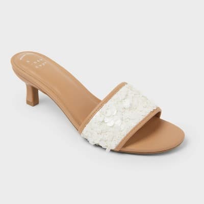Women’s Kaia Heels with Memory Foam Insole - A New Day™ Tan 6.5
