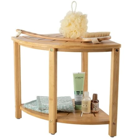 Lavish Home Water Resistant Corner Shower Bench for Inside Shower (Natural)