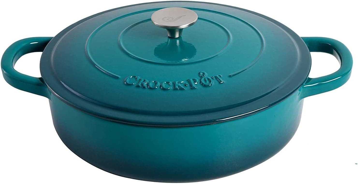 Crock-Pot Enameled Cast Iron Braiser - 5 Qt Teal Ombre