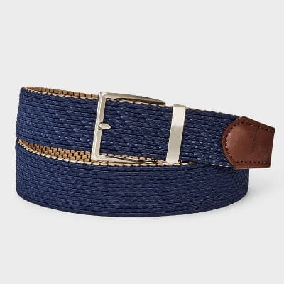 Men's Two-in-One Reversible Fabric Web Belt - Goodfellow & Co™ Navy Blue L