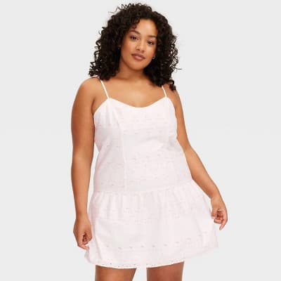 Women's Drop Waist Eyelet Mini Dress White/Lavender - Roller Rabbit x Target 4X