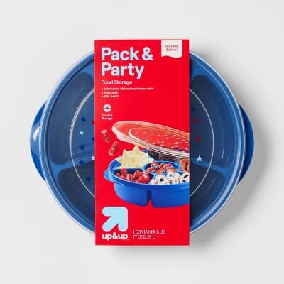 Large Round Entertaining Disposable Food Storage Container with Lid - RWB - up&up™