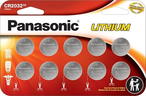 Panasonic CR2032 3-Volt Long-Lasting Lithium Coin-Cell Batteries 10-Pack