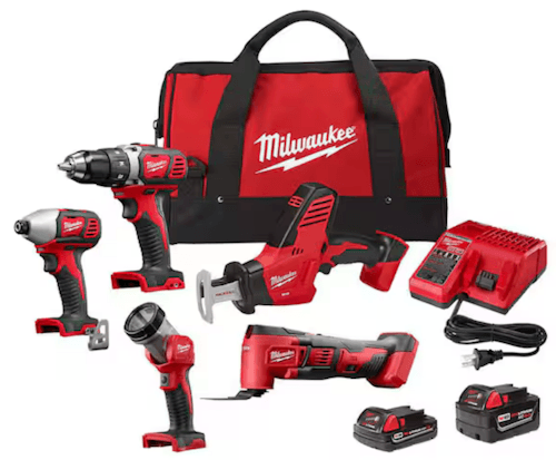 Milwaukee M18 18V Lithium-Ion Cordless 5-Tool Combo Kit w/ Batteries, Charger, and Tool Bag