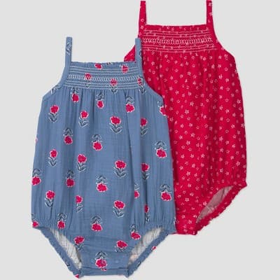 Carter's Just One You® Baby Girls' 2pk Patterned 4th of July Romper - Blue/Red 3M