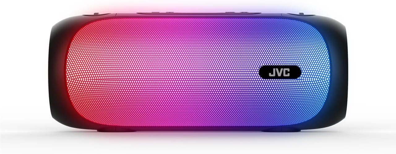 JVC Illuminated Portable Wireless Speaker with 30W max outputs, Dynamic Sound, Bluetooth 5.0, TWS Capability, USB-C, AUX in, up to 6-Hour Battery Life - SPPA7BTB (Black)